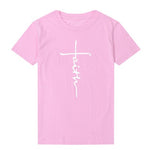 Trezlo Faith Cross Women Cotton T-Shirt  Loose Fit Casual Top
