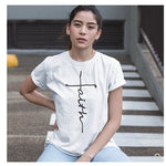 Trezlo Faith Cross Women Cotton T-Shirt  Loose Fit Casual Top